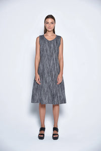 Front view of the Lisbon Dress by SIMPLY MILA, a stylish women's dress with a fitted bodice and flowing skirt.