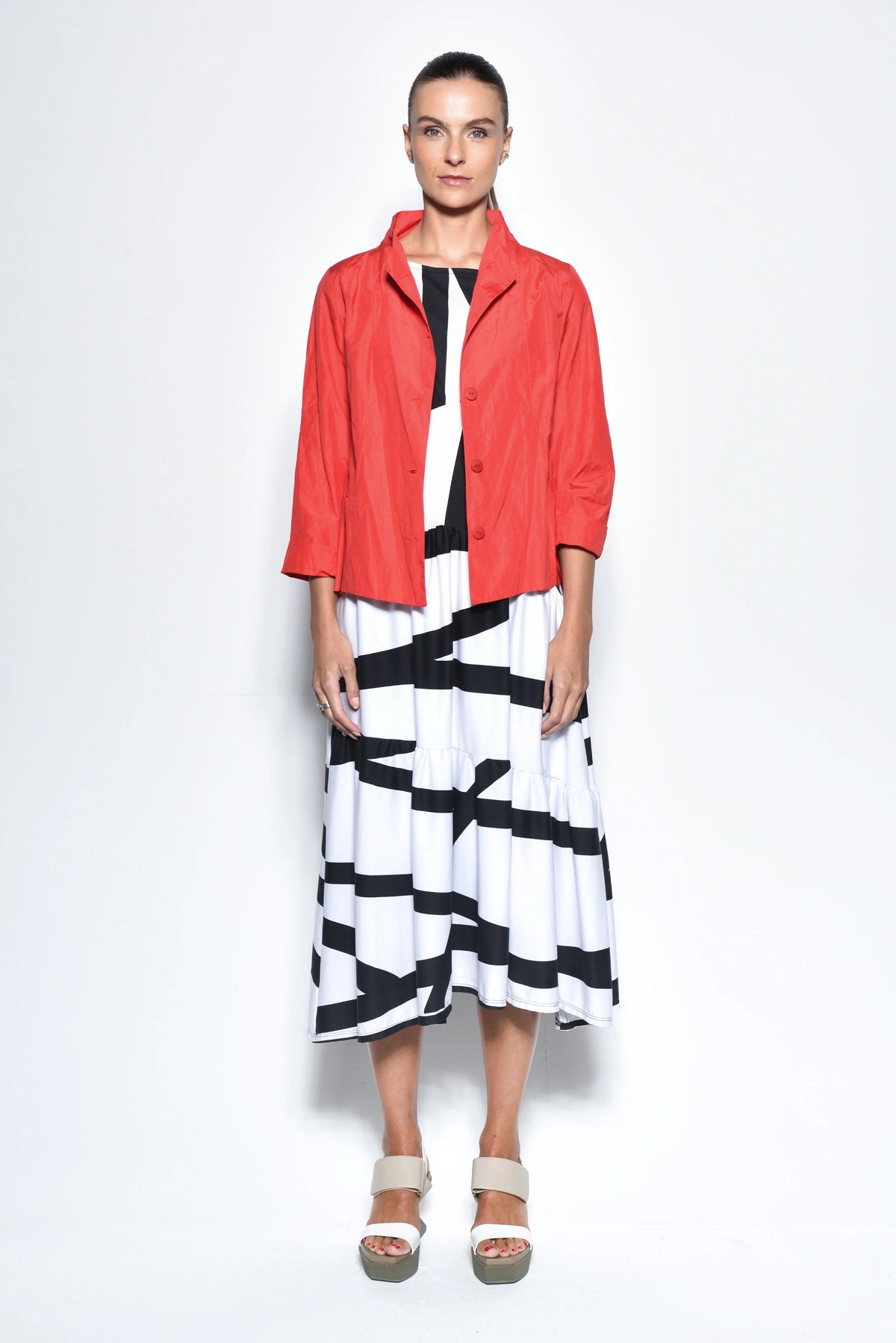 Red Tokyo Jacket by SIMPLY MILA, modern women's outerwear with stylish design and comfortable fit.