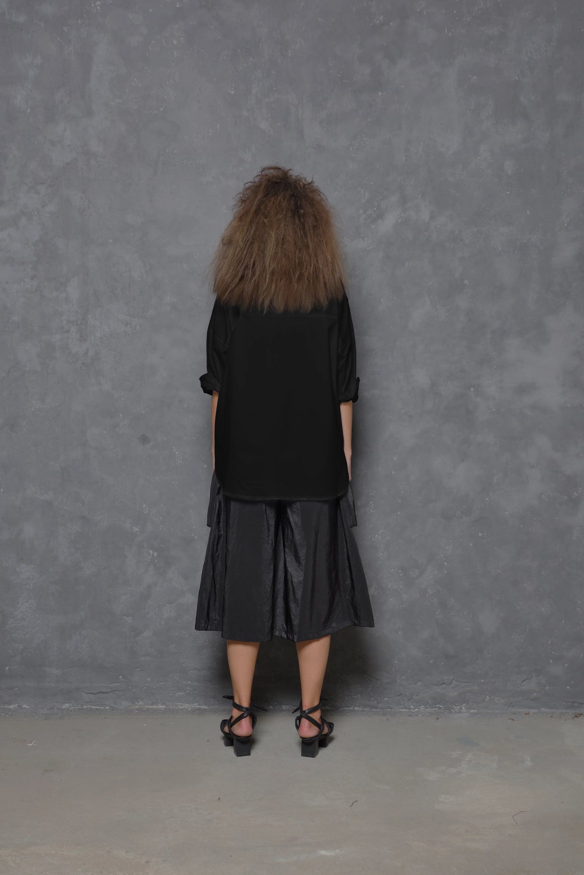 Black Stroke Boxy Shirt by SIMPLY MILA, front view showing modern women's casual shirt with relaxed fit and minimalist design.