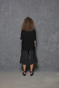 Black Stroke Boxy Shirt by SIMPLY MILA, front view showing modern women's casual shirt with relaxed fit and minimalist design.