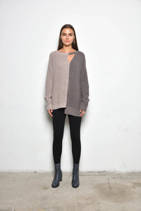 Front view of a Portobello Sweater by SIMPLY MILA, a modern women's sweater in soft fabric with a relaxed fit.