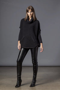 Gray Texture Cowl Sweater for women by SIMPLY MILA, featuring a cozy knit design and relaxed fit.