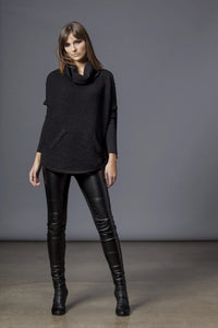 Light gray Texture Cowl Sweater for women by SIMPLY MILA, featuring a cozy cowl neck and textured knit fabric.