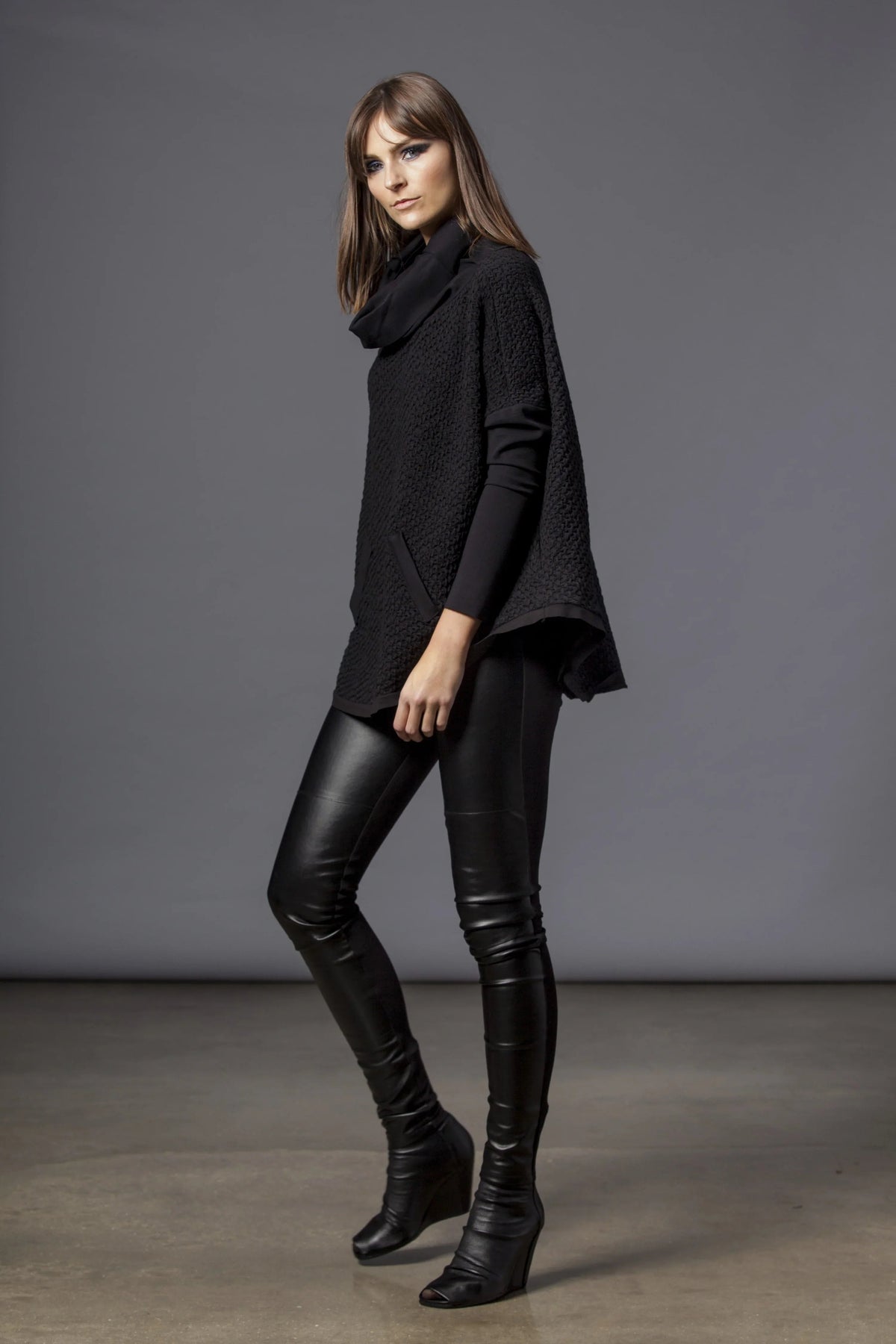 Textured cowl sweater by SIMPLY MILA, showcasing a cozy knit sweater with a relaxed fit and soft fabric for modern women.