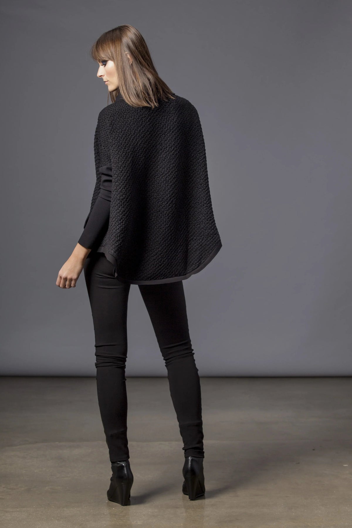 Simply Mila women's Texture Cowl Sweater in soft knit fabric with a cozy, draped cowl neckline and textured pattern.