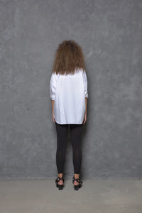 Two-tone boxy shirt from SIMPLY MILA Modern Women's Clothing, featuring a stylish oversized fit and contrasting color blocks.