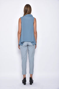 Back view of SIMPLY MILA Astra Top, a stylish women's blouse with a relaxed fit and modern design, shown from behind.