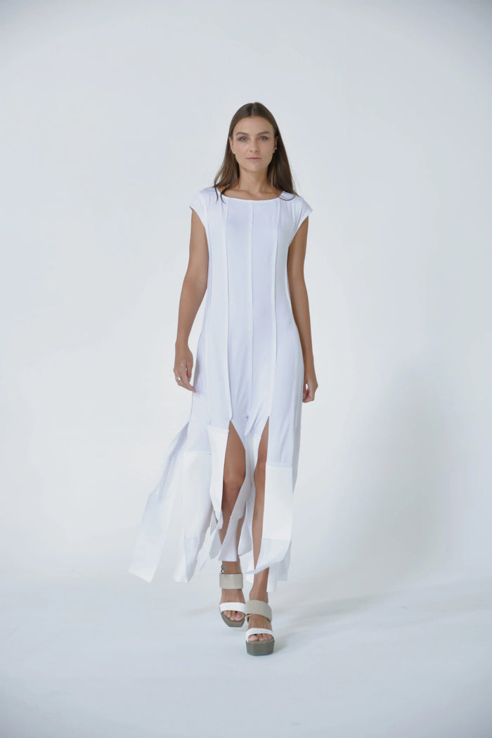 SIMPLY MILA Motion Panel Maxi Dress, modern women's top with sleek design and motion panel detailing, stylish and comfortable.