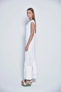Simple black Motion Panel Maxi Dress from SIMPLY MILA Modern Women's Clothing displayed on a hanger.