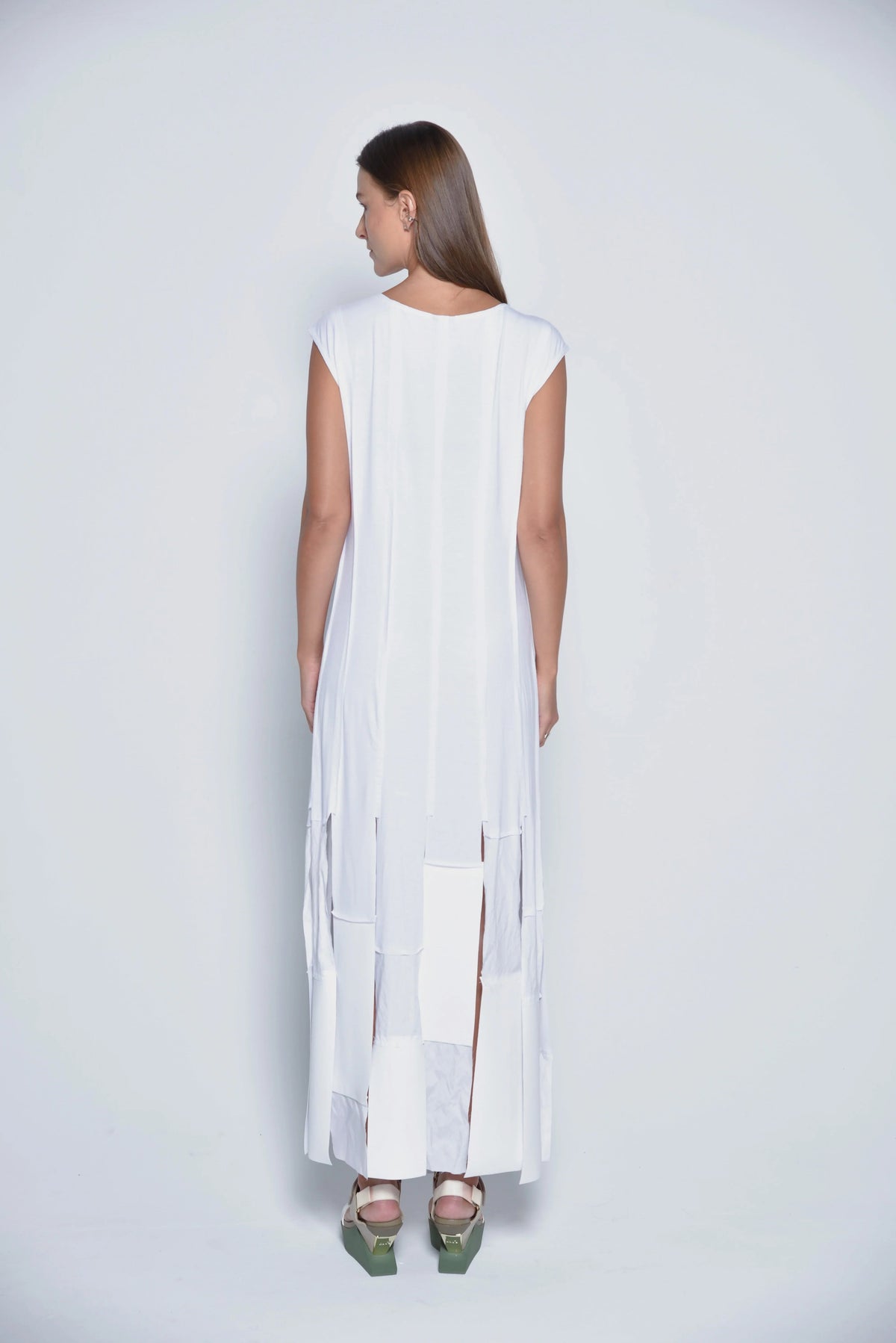 SIMPLY MILA Modern Women's Motion Panel Maxi Dress, stylish tops with flowing fabric and motion panel design, worn as elegant casual wear.