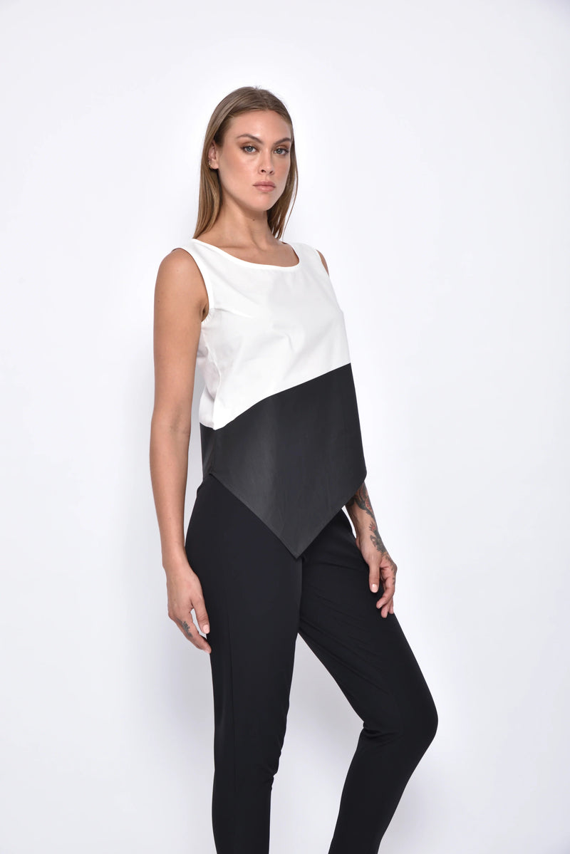 Simply Mila modern women's uneven hem tank top, sleeveless tops with stylish asymmetrical hem, casual and trendy clothing for women