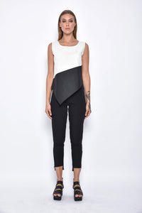 Front view of a SIMPLY MILA women's uneven hem tank top with a stylish, modern design and casual fit.