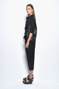 SIMPLY MILA Chloe top, modern women's clothing, side view showing stylish design and fabric details of the women's tops.
