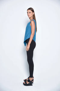 Black uneven hem tank top from SIMPLY MILA Modern Women's Clothing, showing a stylish sleeveless design with a relaxed fit.