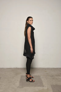 Side view of a sleeveless mix tunic from SIMPLY MILA, showcasing its relaxed fit and casual style for modern women's fashion.