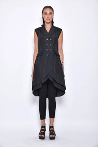 Front view of a stylish SIMPLY MILA modern women's tunic vest, featuring a sleek, sleeveless design and contemporary fit.