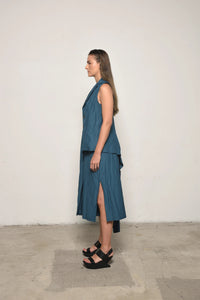 Ink-colored uneven vest by SIMPLY MILA Modern Women's Clothing, featuring a stylish asymmetrical design.