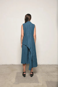 Simply Mila uneven vest in ink color, stylish modern women's clothing with a textured front and relaxed fit.