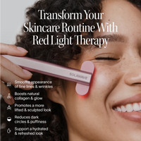 Solawave 4-in-1 red light therapy wand and activating serum kit in rose gold, skincare tools for facial rejuvenation.