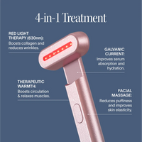 Solawave 4-in-1 red light therapy wand and activating serum kit in rose gold, skincare tools for facial rejuvenation and skin health