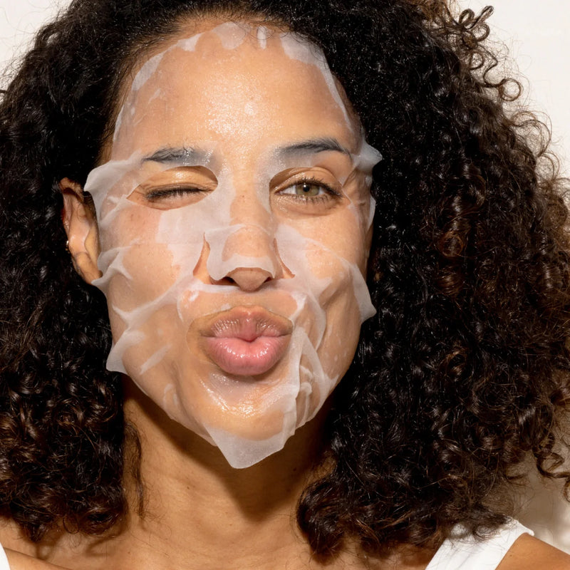 Solawave hydrating sheet mask from skincare topicals line, showing a folded sheet mask ready for application.