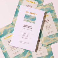 Solawave hydrating sheet mask for skincare, showing the mask sheet with soothing ingredients and packaging.