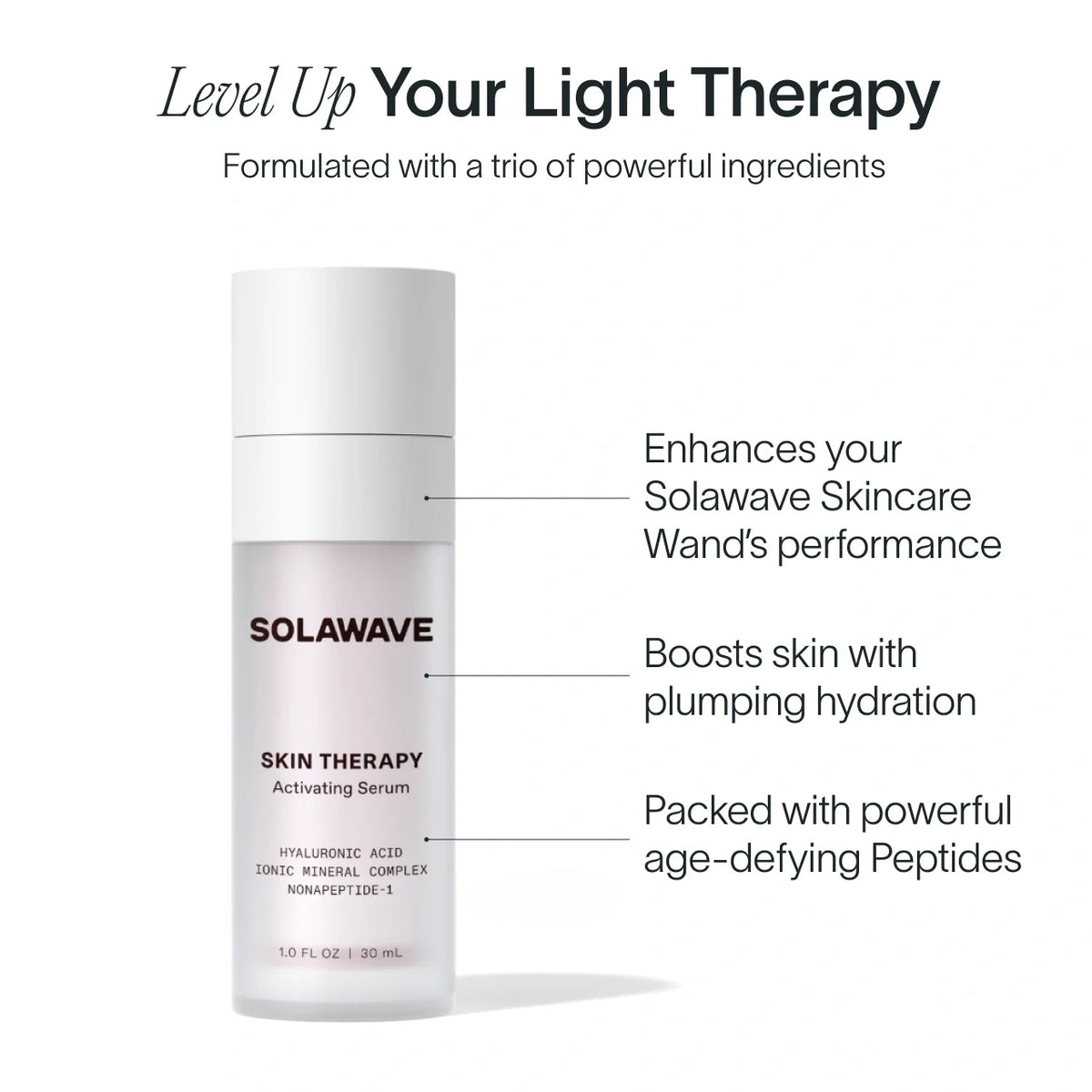 Solawave Skin Therapy Activating Serum in a 30ml bottle, a skincare topical for revitalizing and nourishing skin.