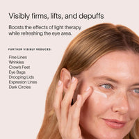 Solawave Light Therapy Boosting Eye Cream in a sleek tube, designed to reduce puffiness and brighten the under-eye area.