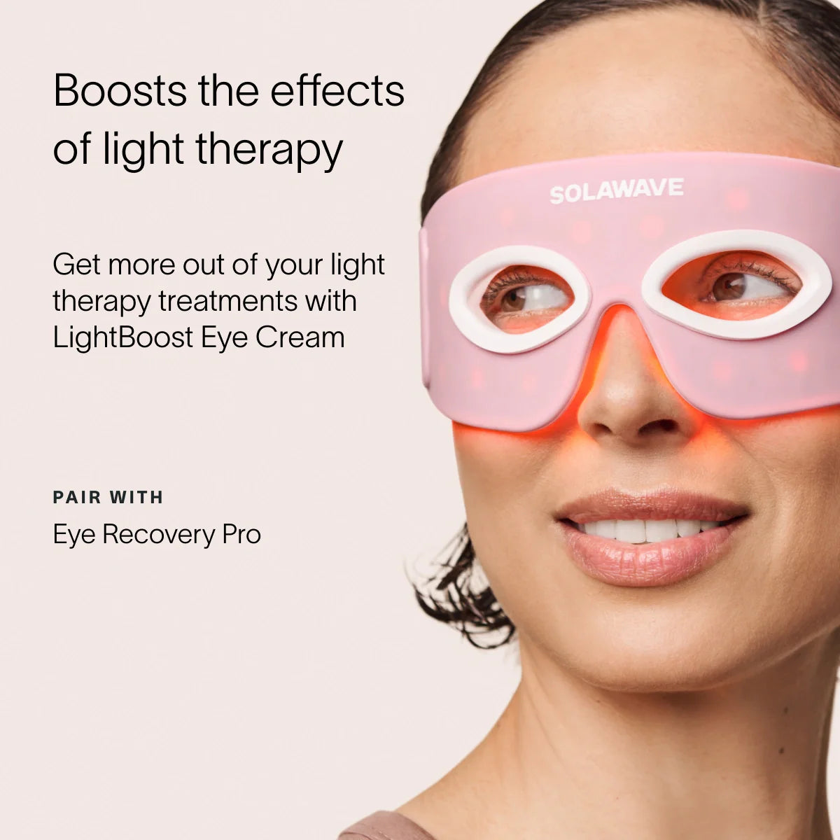 Solawave Light Therapy Boosting Eye Cream in a sleek jar, designed to reduce puffiness and brighten the under-eye area.
