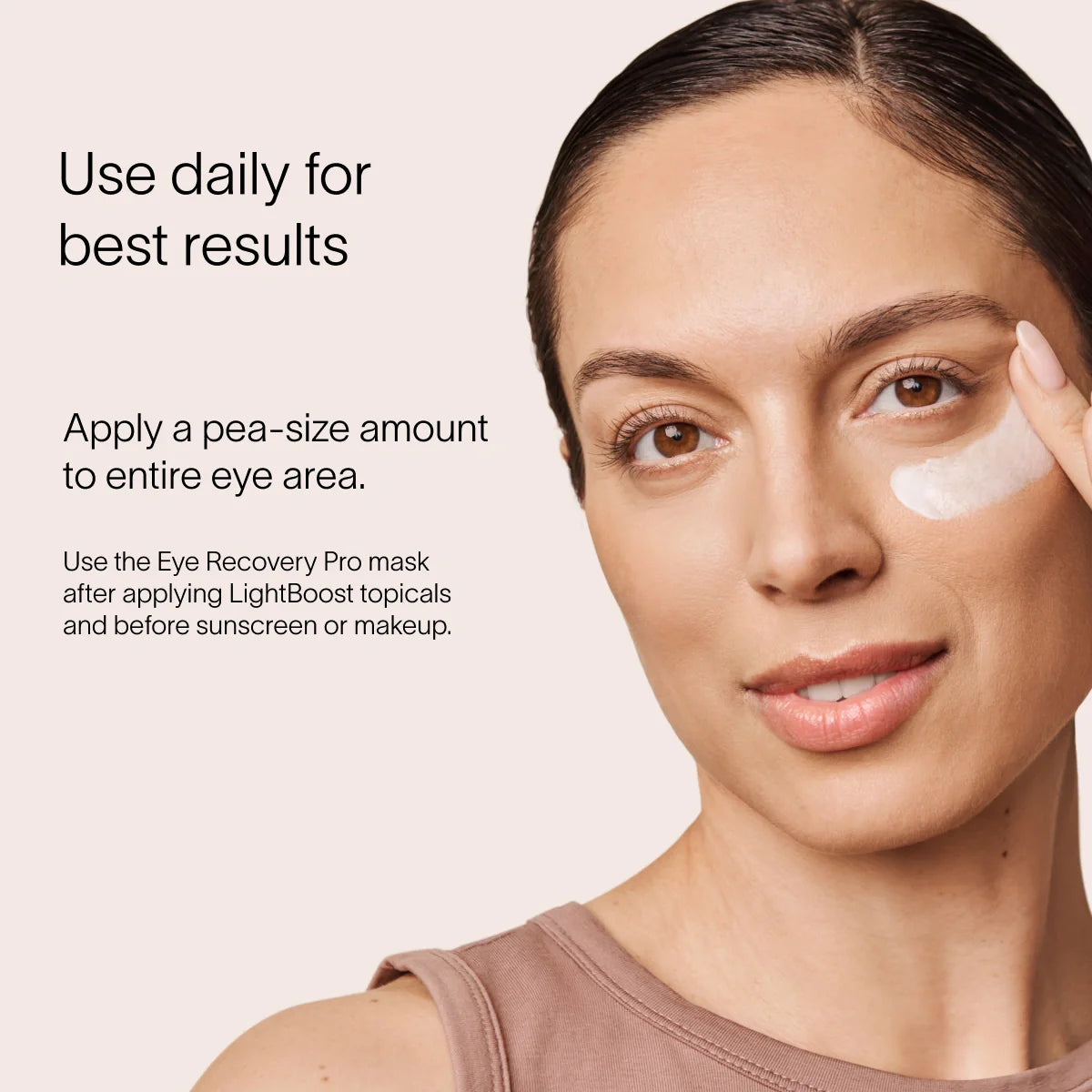 Solawave Light Therapy Boosting Eye Cream in a sleek tube, designed to reduce puffiness and brighten the under-eye area.