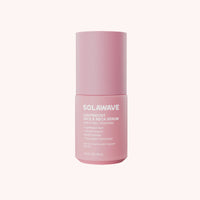 Solawave Light Therapy Boosting Face and Neck Serum for skincare, featuring a sleek bottle and applicator for radiant skin.