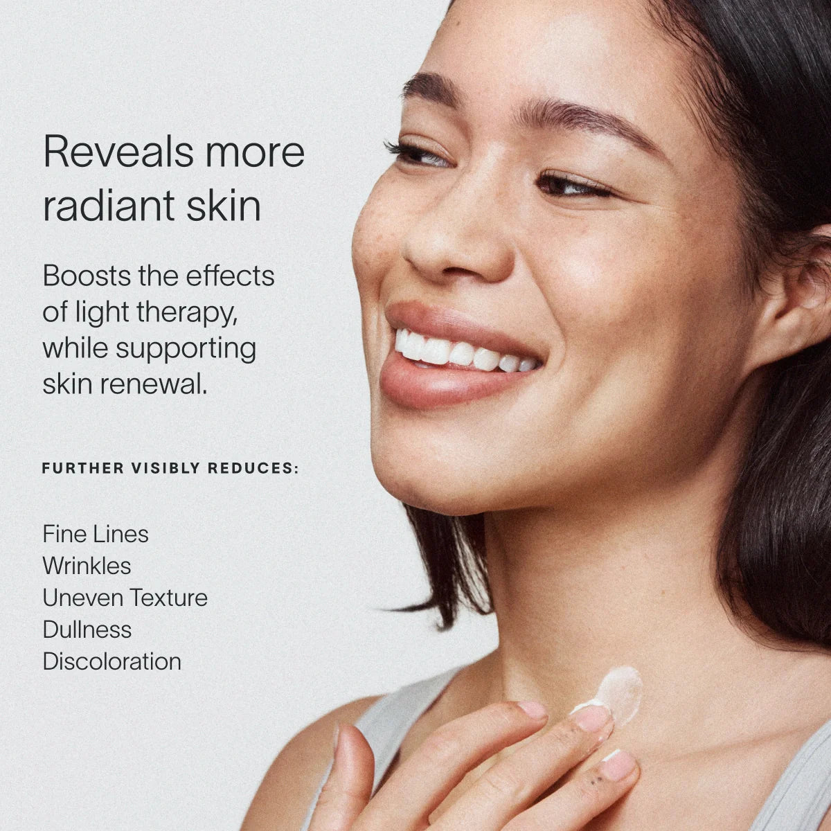 Solawave Light Therapy Boosting Face and Neck Serum for skincare, featuring a sleek bottle with a modern design.