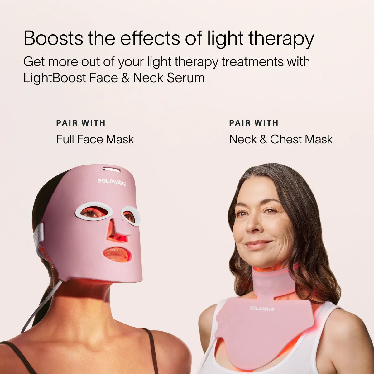Solawave Light Therapy Boosting Face and Neck Serum in a sleek skincare topicals bottle, designed for skin revitalization and glow.