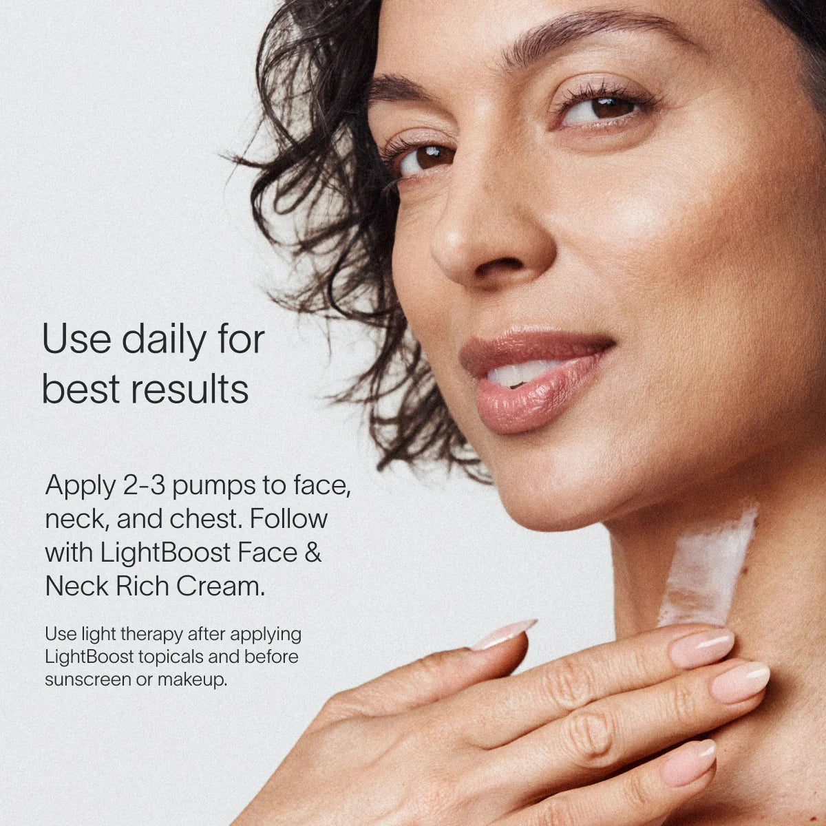 Solawave Light Therapy Boosting Face and Neck Serum in a sleek skincare bottle, designed to enhance skin brightness and vitality.