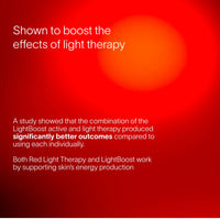 Solawave Light Therapy Boosting Wand with activating serum for skincare, featuring a sleek handheld device and serum bottle.