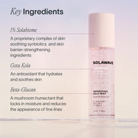 Solawave Pre- & Probiotic Refreshing Jelly Mist in a clear spray bottle, skincare topical for hydration and skin refreshment.
