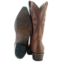 Women's Cheyenne Cowgirl Boots by Soto Boots with tan leather, snipped toe, cowboy style, and sturdy sole.
