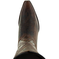 Brown genuine leather Cheyenne Cowgirl Boots by Soto Boots with snipped toe design, women's cowboy boots, stylish and durable.