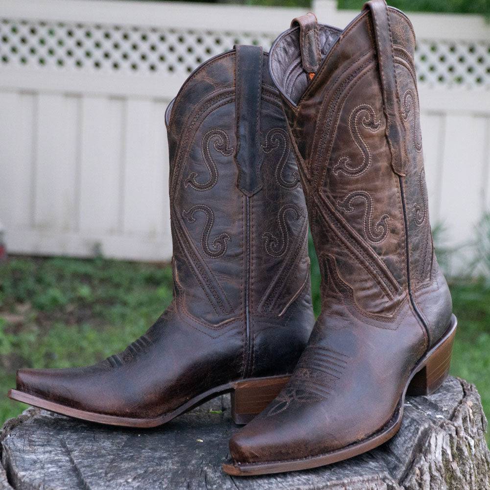Soto Boots Cheyenne Cowgirl Boots with snipped toe, brown genuine leather cowboy boots for women, stylish western footwear