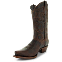 Brown Soto Boots Cheyenne Cowgirl Boots for women with snipped toe and genuine leather cowboy style.