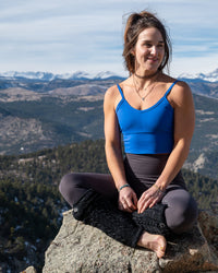 Soul Fire Apparel Co Empower Luxe Leggings in black, high-waisted with sleek fit and subtle branding, displayed on a model.