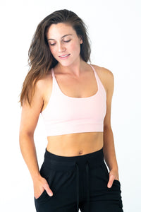 Soul Fire Apparel Co Hatha Sports Bra in black, featuring breathable fabric and supportive design for active wear.