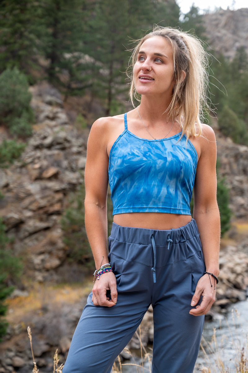 Alpine Butterfly Strap Back top by Soul Fire Apparel Co, featuring a stylish strap back design and vibrant fabric.