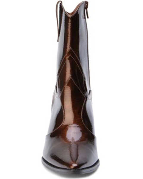 Southern Satin Bambi bronze patent boots by Matisse Bambi, size 9, featuring shiny patent finish and stylish women's footwear design.