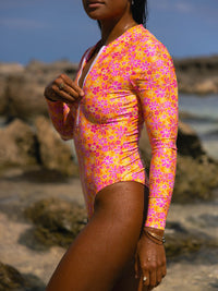 Sun Bleached Audrey one-piece swimsuit in Marrakesh print, featuring a stylish one-piece design with vibrant patterns.