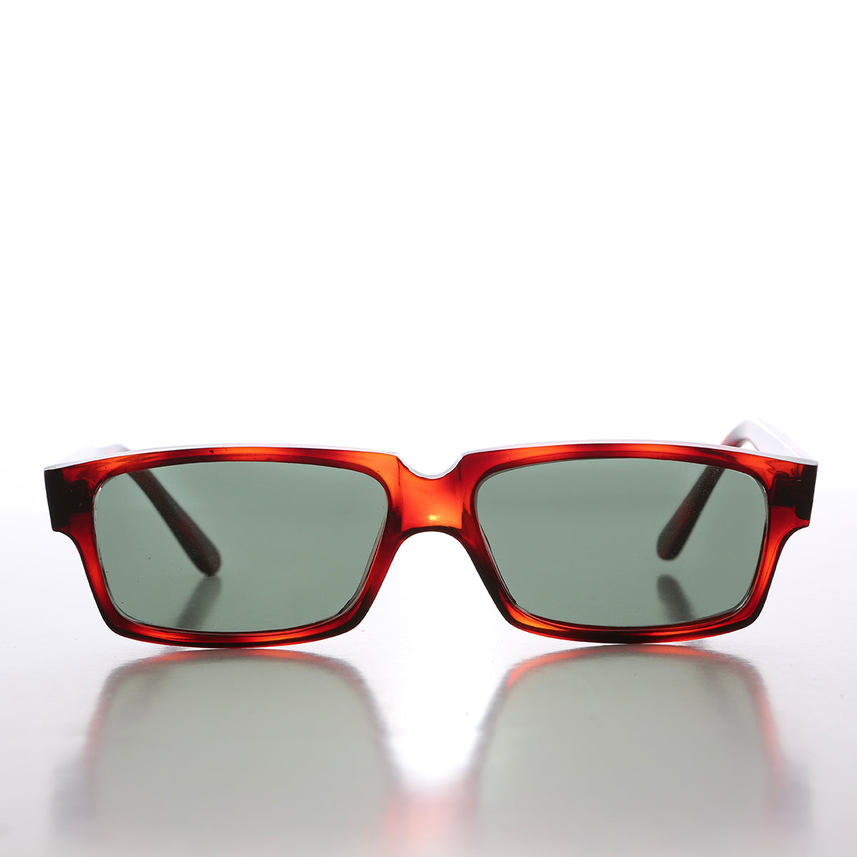 Rectangular vintage sunglasses with flat lenses in black, featuring a classic style from Sunglass Museum's Roscoe collection.
