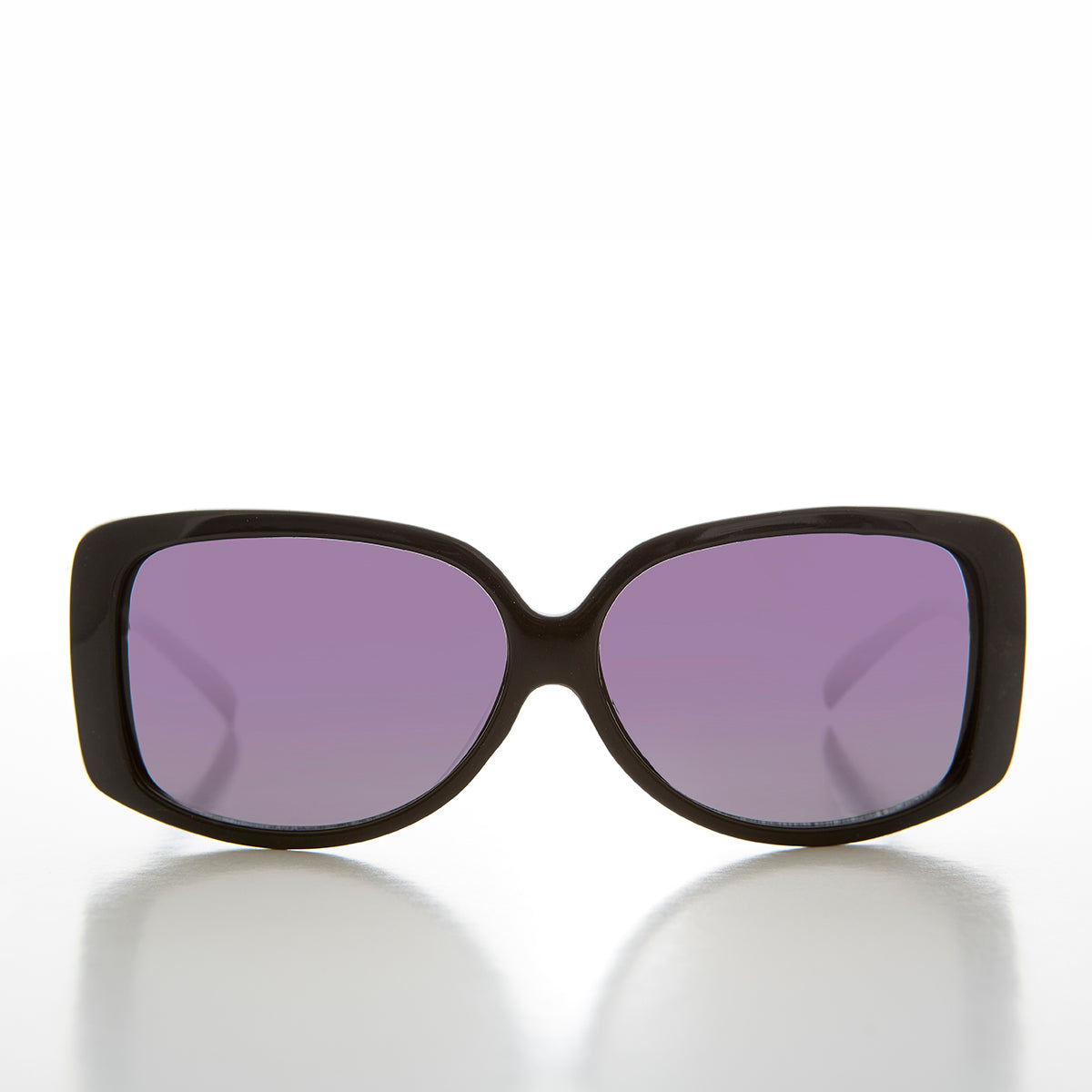 Women's 90s vintage drop temple sunglasses by Sunglass Museum with black frames and gray lenses, stylish retro eyewear.