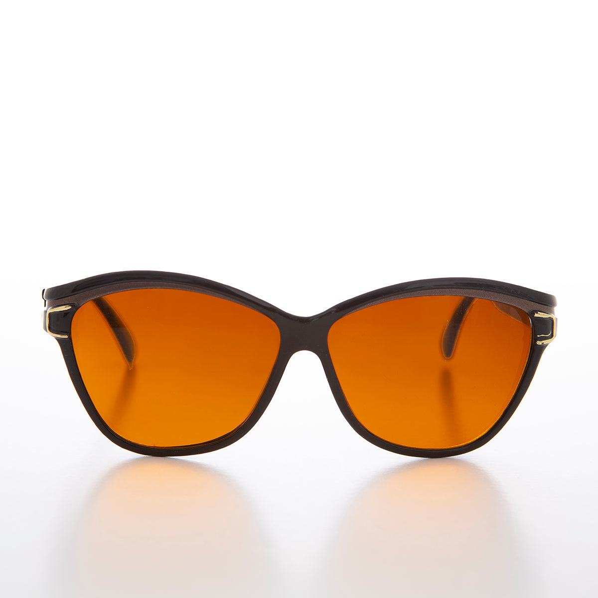 Women's deadstock Margot black frame sunglasses with chunky design, featuring dark lenses and stylish, vintage-inspired look.
