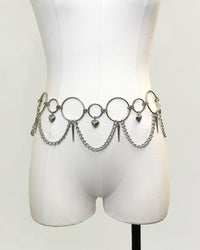 Plus-size rave waist chain belt with heart details by SUSPEX Rave Outfits, featuring a stylish accessory for festival outfits.