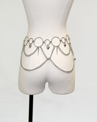 Stainless steel Heartbreaker Waist Chain Belt by SUSPEX Rave Outfits, adjustable fit, designed as a stylish rave accessory.